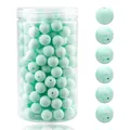 105 piezas de cuentas de silicona verde menta marmoleado en frasco para manualidades - 12mm / 105 Piezas/Botella / Verde Menta Jaspeado (60#)