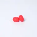 Two red food-grade silicone abacus beads for DIY necklace jewelry making - Scarlet Orange