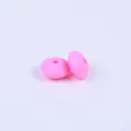 Flache runde 12mm Silikonperlen in Rosa mit Loch für DIY Halsketten Zubehör - 33# Rosenrot