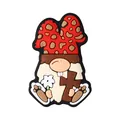 3D gnome silicone bead with red mushroom hat and cross for Easter jewelry making - Leopard Gnome