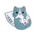 Teal and white kitten PVC charm for clog shoes featuring a cute cat with a pillow - Lazy Cat