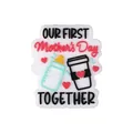 Silikonperle zum Muttertag mit dem Text 'OUR FIRST Mother's Day TOGETHER' und Herzen - Milchflasche Muttertag