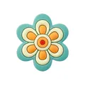 Bohemian floral silicone charm in teal and orange hues for DIY accessories and shoe decor - Gray Blue Floral