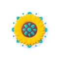 Perla in silicone a margherita con dettagli turchesi e petali gialli vivaci - Disco di Girasole / Margherita Turchese