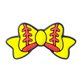 Perle en silicone nœud baseball jaune avec couture rouge pour attaches-tétines de bébé - Noeud Papillon Baseball Jaune
