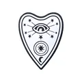 Cuenta de silicona gótica forma planchette con diseño de ojo y luna creciente - Estilo de Planchette de Corazón