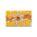 Pink silicone shoe charm with Radiate Positive Energy text and smile sunflower - Positive Energy Quote