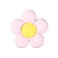 Pink silicone flower bead with yellow center and textured petals for DIY crafts - Flower-Pink