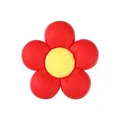 Silicone flower bead with red petals and yellow center for baby teething accessories - Flower-Red