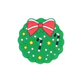 Christmas wreath silicone bead with red bow and stars for festive DIY decorations - Christmas Bell