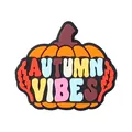 Abalorio para zapatos de calabaza naranja con texto Autumn Vibes de PVC - Vibras de Otoño / Juego de 20 Piezas