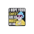 Funny silicone charm featuring a blue-haired cartoon lady and witty cookie quote - Grandmother Style