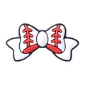 Charm nœud baseball pour sabots, décoration nœud en silicone rouge et blanc pour chaussures - Noeud Papillon Baseball Blanc