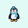 Süße Pinguin-Silikonperle für DIY-Handwerk mit blauem Schal und karierter Wintermütze - Pinguin