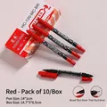 Dual-tip red marker set 10 pieces with 0.5mm and 1.0mm nibs for sketching and drawing - Water-based Hongcheng / 10 Pieces/Pack / Red