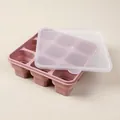 Stampo per ghiaccio pieghevole in silicone rosa a 9 griglie con coperchio vista laterale - Rosa Chiaro