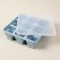 Stampo per ghiaccio quadrato in silicone azzurro a 9 scomparti con un coperchio trasparente - Blu Grigio Chiaro