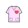 Pink nurse uniform silicone bead with red heart detail for DIY pacifier clips - Old Pink Scrub Top