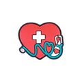 Nurse themed silicone charm featuring a red heart and green stethoscope for DIY crafts - Heart Stethoscope