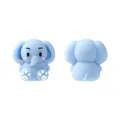 Cuenta de silicona de elefante 3D azul claro con vistas frontal y trasera para bebés - 3D Elefante