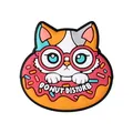 Cuenta de silicona gato con gafas en dónut rosa para cadenas de chupete - Gato Donut