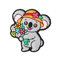 Schattige koala schoenbedel met oranje zonnehoed en kleurrijke bloemen voor klompen - Bloemen Koala