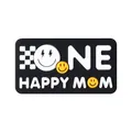 Silicone shoe charm with One Happy Mom text and smiley face design for DIY decor - Rectangular Style (ONE HAPPY MOM) / Black