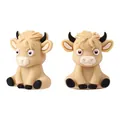 Cuenta de silicona vaca de las tierras altas 3D caqui con cuernos negros para DIY - Vaca de las Tierras Altas 3D Amarillo Claro