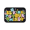 Colorful Be Kind To Your Mind silicone charm with smiley face and floral patterns - Colorful Rectangular Style (BE KIND TO YOUR MIND) / Black