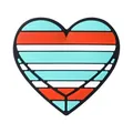 Rainbow striped heart charm made of soft PVC material for custom footwear and jewelry - 3D Striped Heart