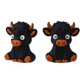 Cuenta de silicona 3D de vaca de las Highlands negra y naranja para collares DIY - Vaca de las Tierras Altas 3D Negro