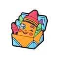 Cartoon crayon box shoe charm made of soft PVC with a 3D smiling face and colorful pencils - Cartoon Crayons