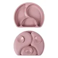 Pink silicone divided elephant baby plate with three suction cups and BPA free material - Pale Pink Silicone Elephant Divided Plate