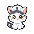Cuenta de silicona de gato blanco de dibujos animados con gorra azul para joyería DIY - Gato con Sombrero de Sol