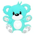 Mint green food-grade silicone baby teether with cartoon bear shape and heart detail - Turquoise - Bear Teether