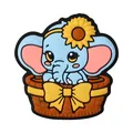 Cute blue elephant with sunflower in a basket silicone bead for DIY crafting - Elephant in Basket