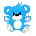 Blue cartoon bear baby teether made of food-grade silicone with a heart-shaped belly - Dark Blue - Bear Teether