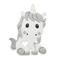 Unicorn baby teething toy in white and gray food grade silicone with heart grip - Grey - Unicorn Teether