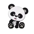 Cartoon panda baby teether made of food-grade silicone in classic black and white colors - Grey - Panda Teether