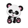 Cartoon panda silicone teether with heart pattern and pink accents for infant soothing - Pink - Panda Teether