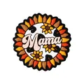 Sunflower PVC shoe charm featuring pink Mama text and cow print patterns on white background - Sunflower Mama