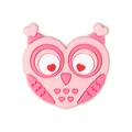 Pink heart-themed cartoon owl silicone bead for baby teething jewelry and DIY crafts - Heart Owl Style