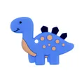 Blue dinosaur baby teether made of food-grade silicone with orange dots and safety hole - Blue - Dinosaur Teether