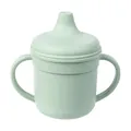 Light green silicone baby sippy cup with dual handles and leak-proof spout lid - Mint Green Sippy Cup
