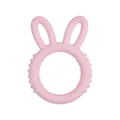 Pink silicone baby teether with rabbit ears and textured surfaces for teething relief - Pink - Rabbit Teether