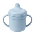 Light blue food-grade silicone baby sippy cup with dual handles and matte finish - Grey Blue Sippy Cup