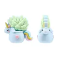 Linda cuenta de unicornio 3D de silicona azul claro para joyería DIY con cola de colores - Maceta de unicornio 3D