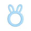 Light blue rabbit ear baby teether made of food grade silicone with textured grip - Blue - Rabbit Teether