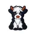 Cute black and white highland cow silicone bead accessory for DIY jewelry making - Sitting Style