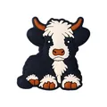 Cute highland cow silicone bead with black and white 3D cartoon design for DIY jewelry - Light Yellow Style